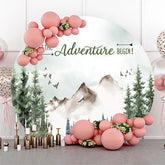 Lofaris Adventure Begin Forest Round Baby Shower Backdrop